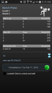 5-3-1 Cycle#1/Week#2 BP